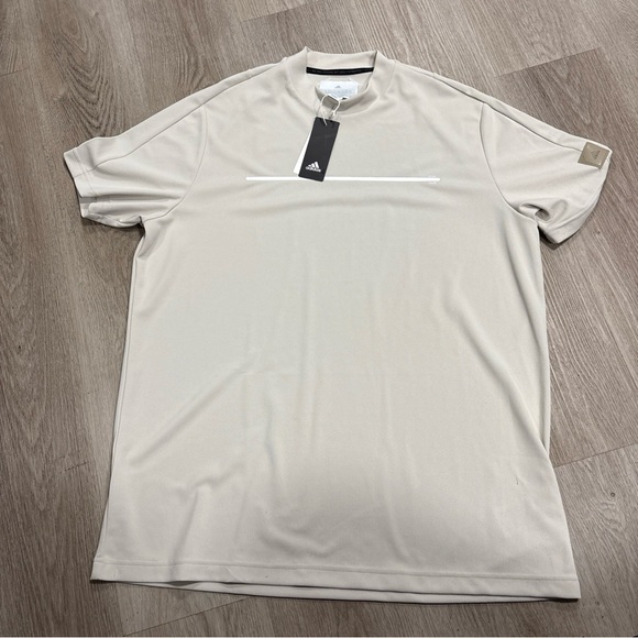 Adidas Golf Adicross Checkered Mock Neck Polo Mens XL Natural Ivory Draw/Fade - Picture 1 of 7